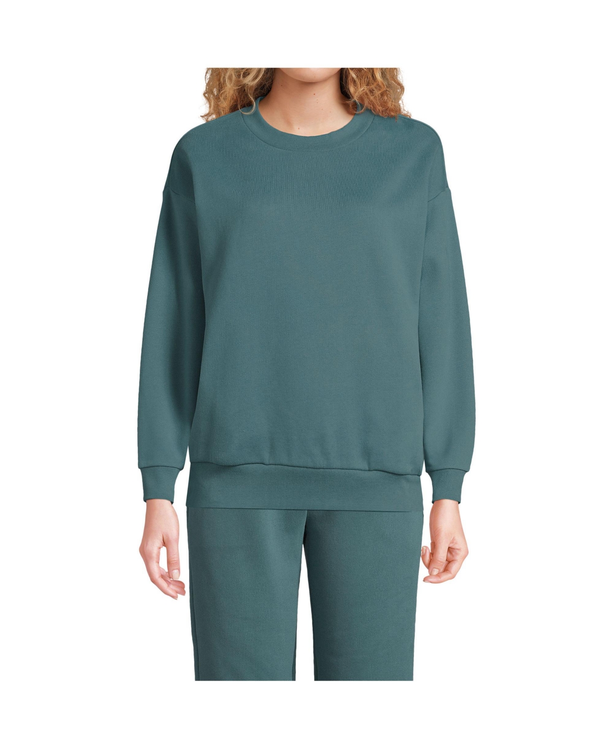 Lands' End Women's Serious Sweats Oversized Long Sleeve Crew Neck Sweatshirt