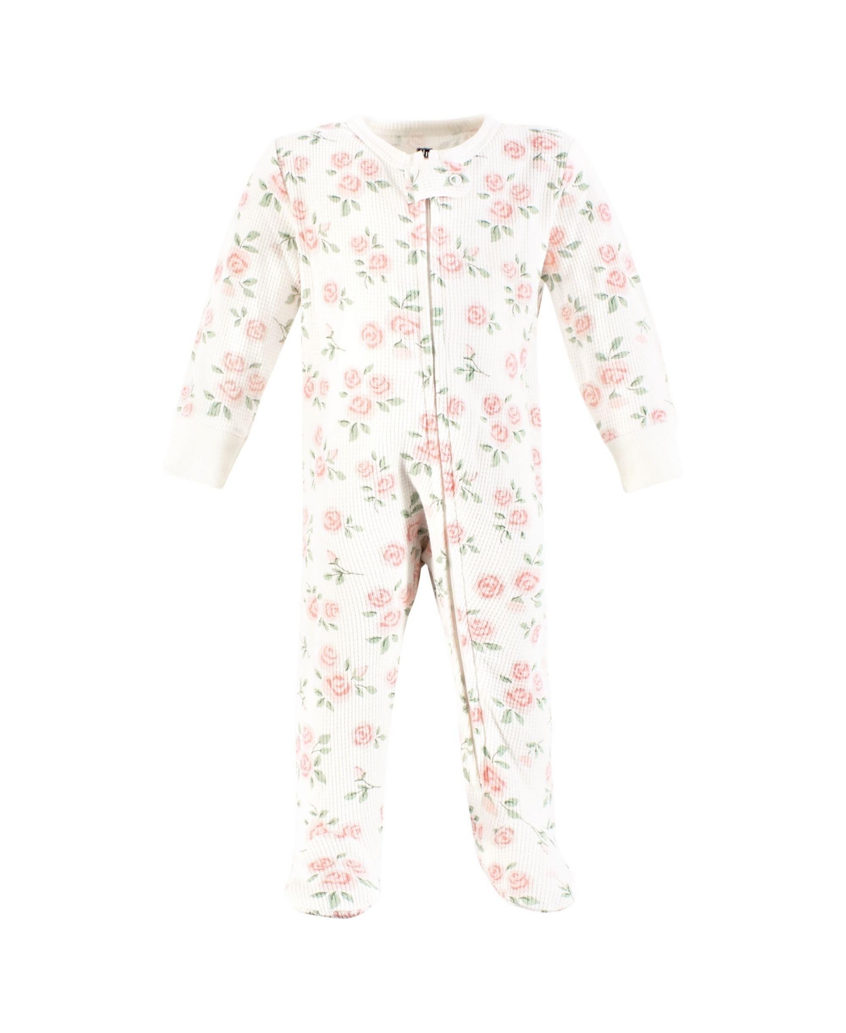 Hudson Baby Baby Girls Thermal Zipper Sleep and Play 2pk, 0-3 Months - Soft pink sage rose