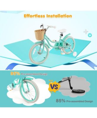 18 Inch Kids Bike with Adjustable Handlebar and Seat for 4-8 Years Old