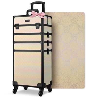4in1 Rolling Makeup Train Case Cosmetic Organizer Blush ForgetMeNot