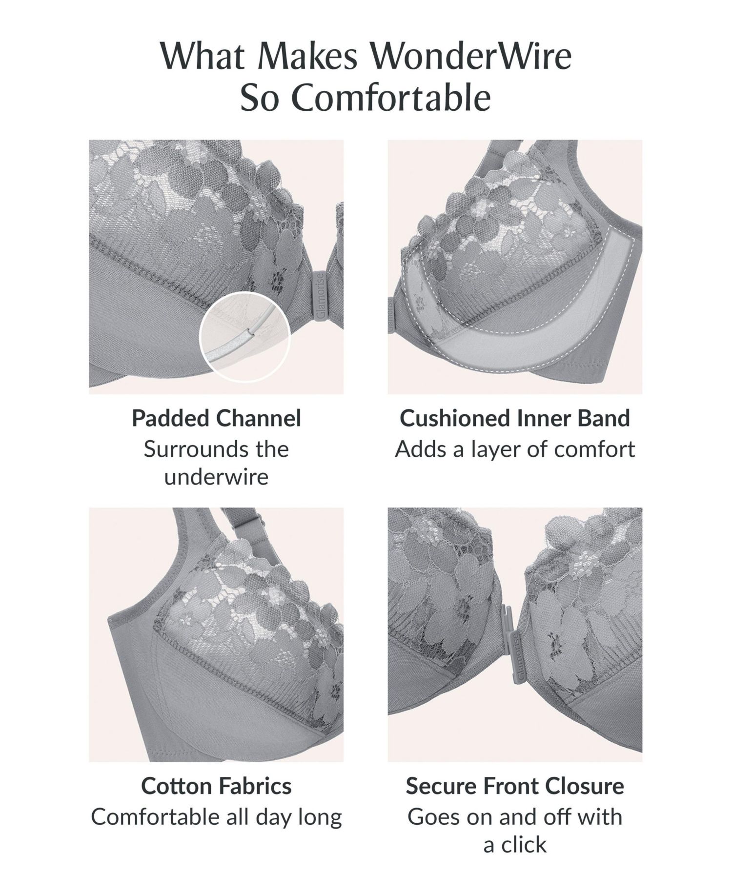 Plus Size Front-Closure Cotton Wonder Underwire Bra #1241