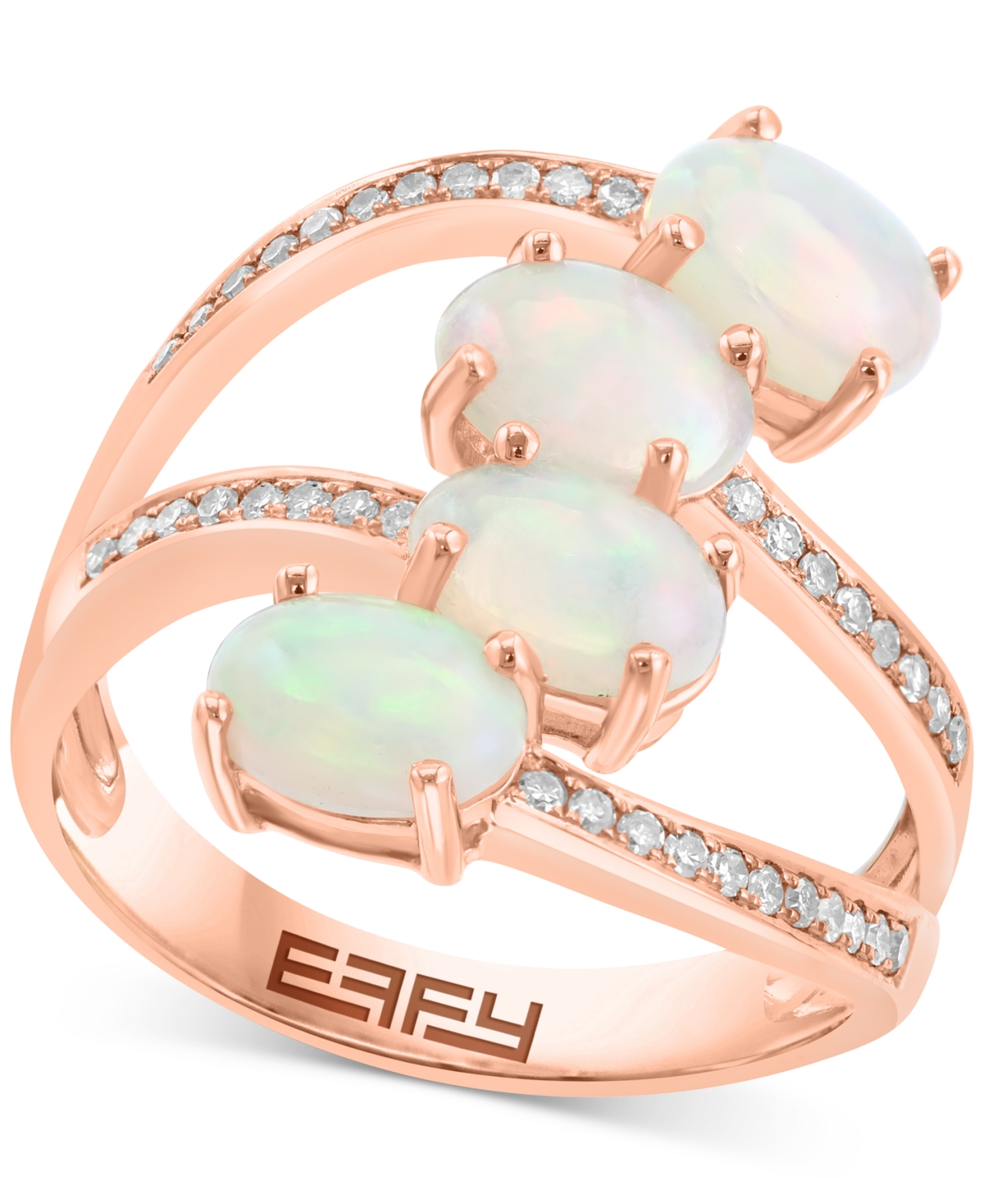 Effy Ethiopian Opal (1-3/4 ct. t.w.) & Diamond (1/5 ct. t.w.) Split Statement Ring in 14k Rose Gold - Opal