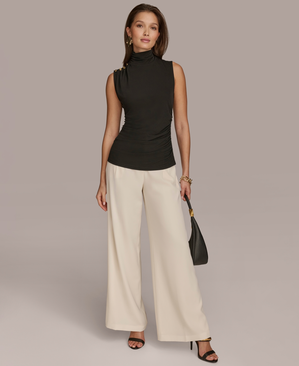 Donna Karan New York Women's Mock-Neck Sleeveless Top