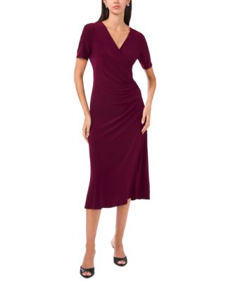 MSK Women's Surplice-Neck Elbow-Sleeve Midi Dress - Macy's