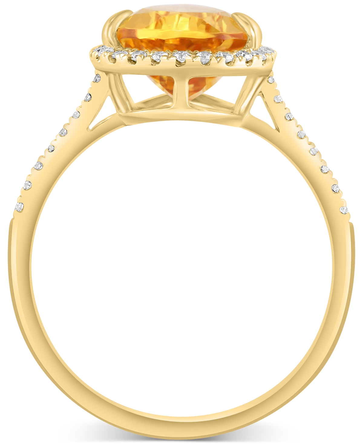 Effy Collection Effy Pear-shape Citrine (3-3/8 Ct. T.w.) & Diamond (1/6 Ct. T.w.) Statement Ring In 14k Yellow Gold In Citrine
