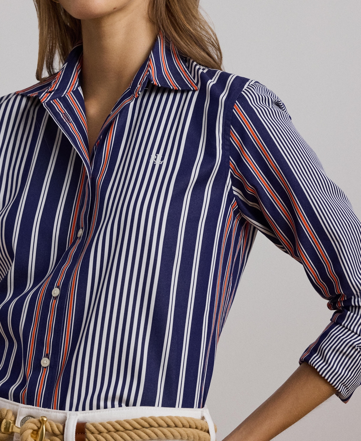 Lauren Ralph Lauren Women's Classic-Fit Striped Broadcloth Shirt -White