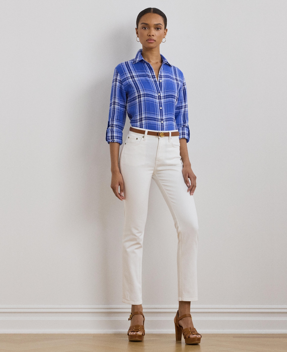 Lauren Ralph Lauren Women's Classic-Fit Plaid Linen Shirt
