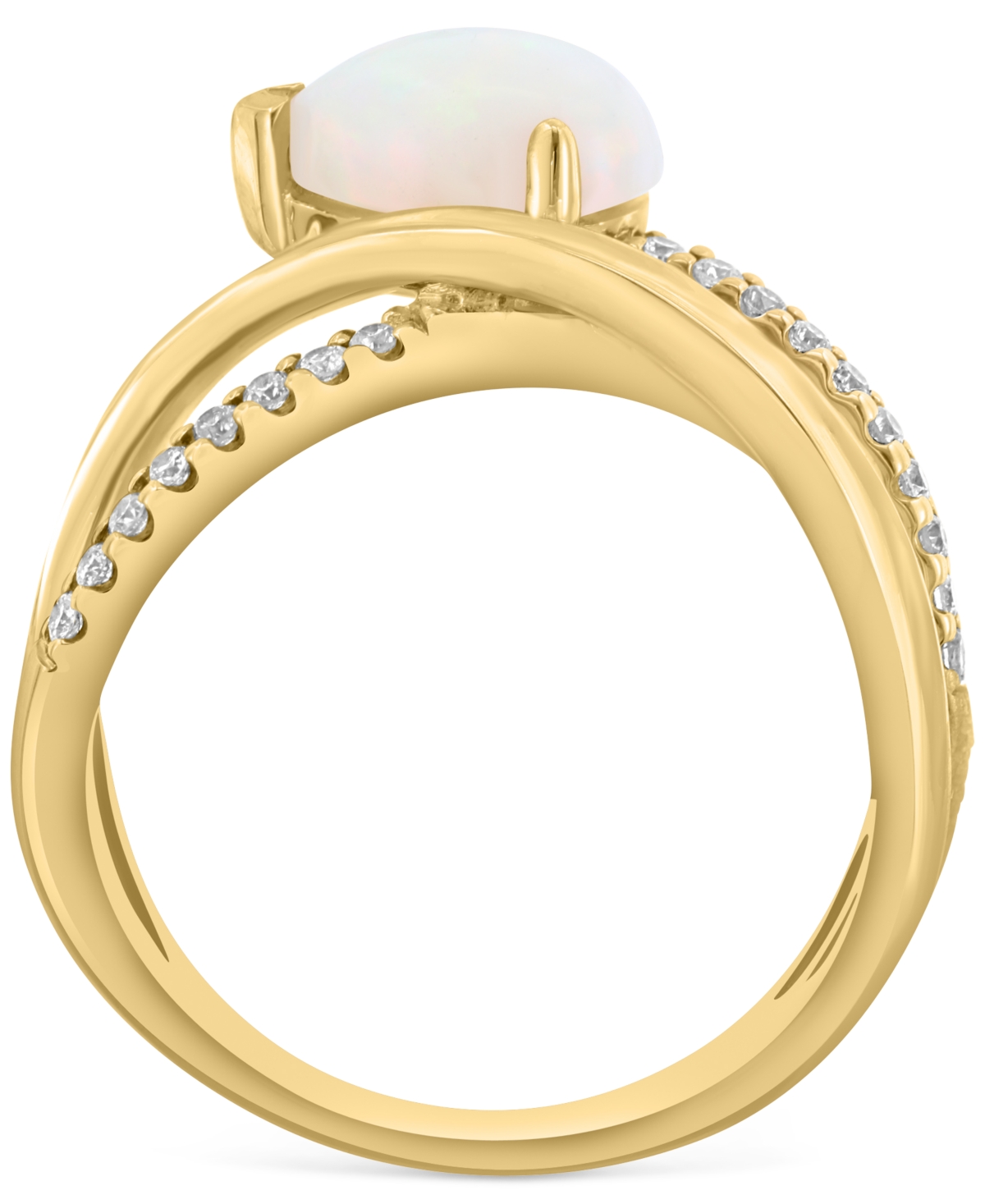 Effy Collection Effy Ethiopian Opal (1-1/6 Ct. T.w.) & Diamond (1/5 Ct. T.w) Crisscross Statement Ring In 14k Yellow In Opal