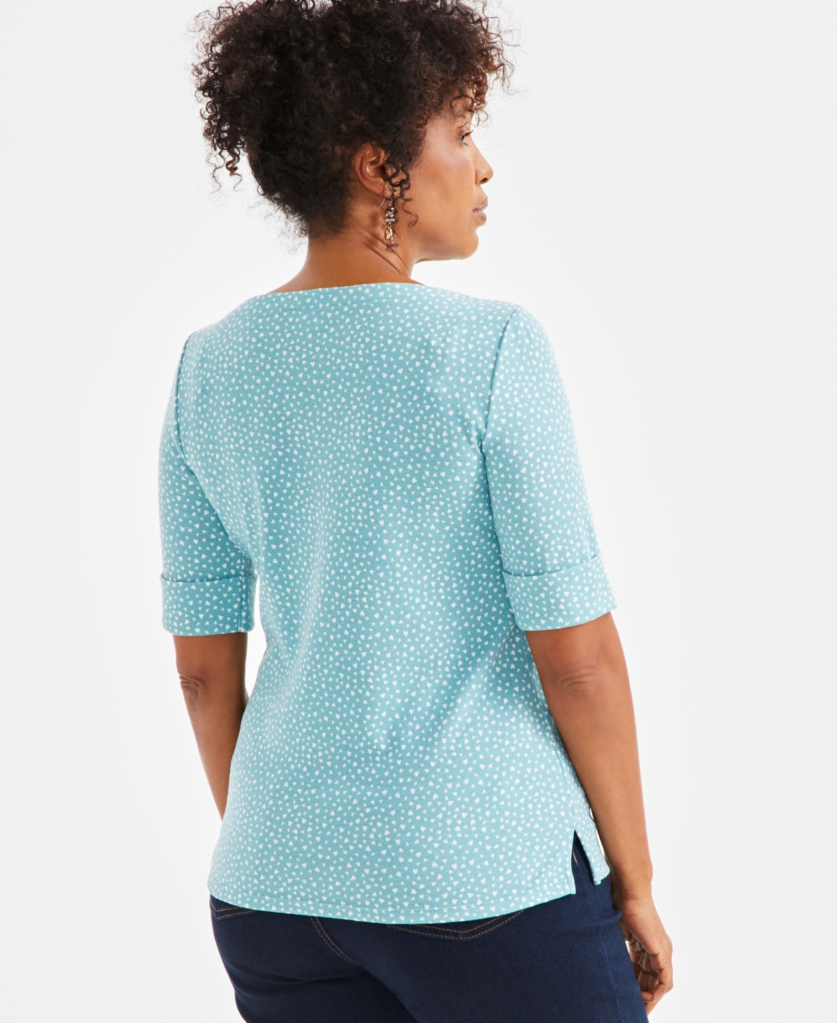 Style & Co Women's Printed Elbow-Sleeve Top, Exclusively at Macy's