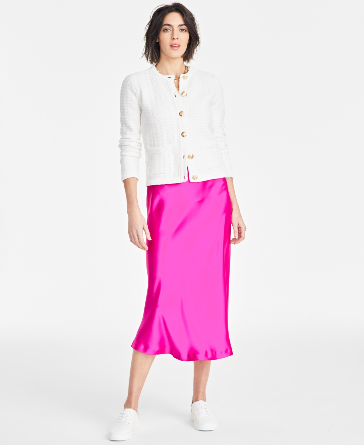 ON 34TH WOMEN'S A-LINE SATIN MIDI SLIP SKIRT, EXCLUSIVELY AT MACY'S 
