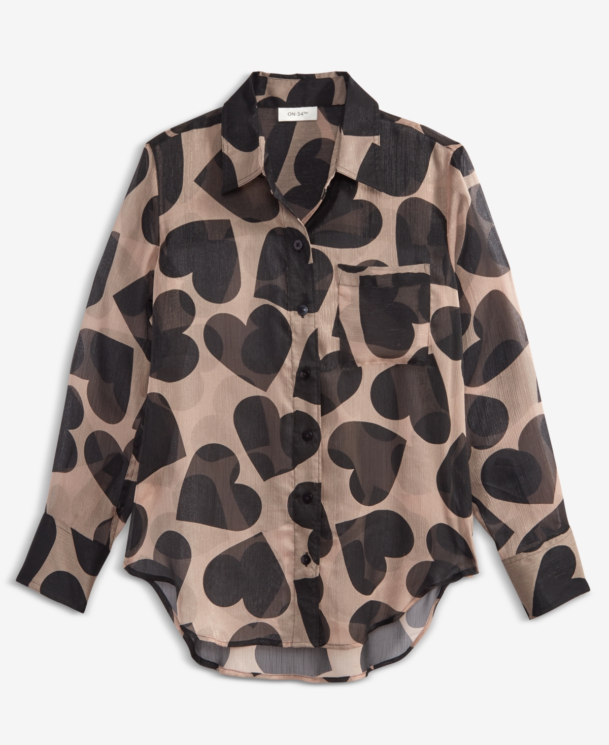 On 34th Women's Textured Relaxed Button Front Blouse, Exclusively At Macy's In Antique Blush