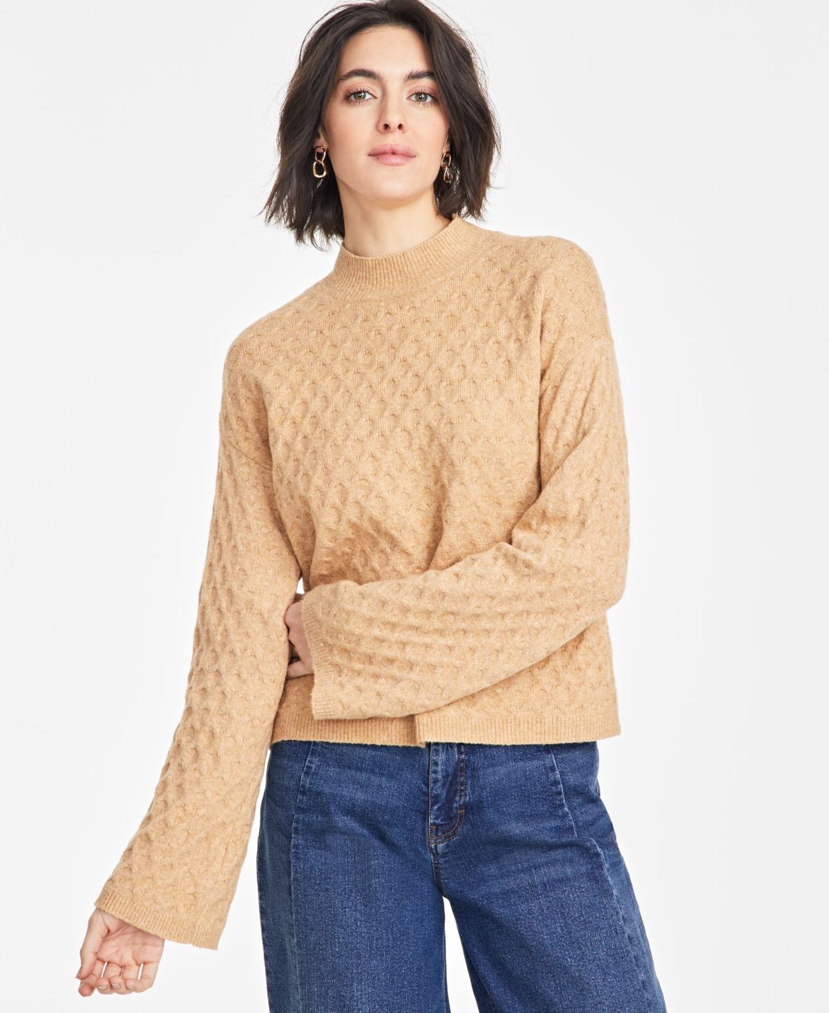 ON 34TH WOMEN'S TEXTURED MOCK-NECK SWEATER, EXCLUSIVELY AT MACY'S 