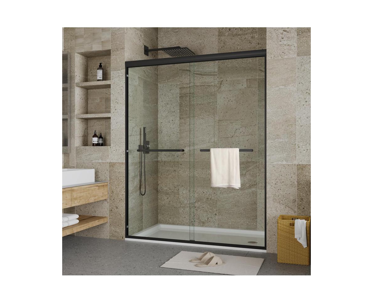 Frameless Sliding Shower Door,56-60" W x 72" H Double Sliding Shower Door, 5/16" (8mm) Thick Sgcc Tempered Glass - Explosion-Proof Film,Matte B