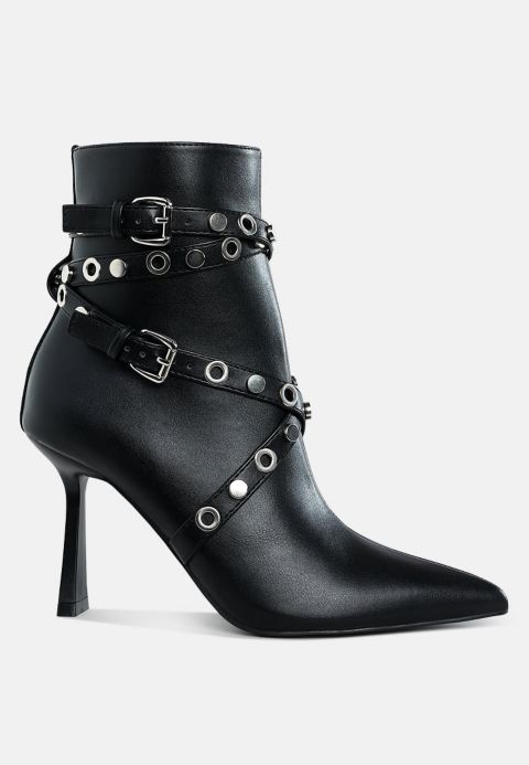 Женские ботинки London Rag Jaunts Eyelets and Studs Harness Ankle, цвет: Чёрный