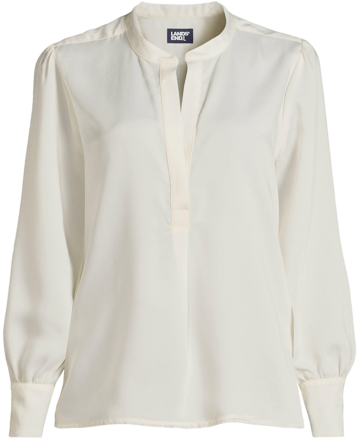 Lands' End Plus Size Satin Popover Shirt