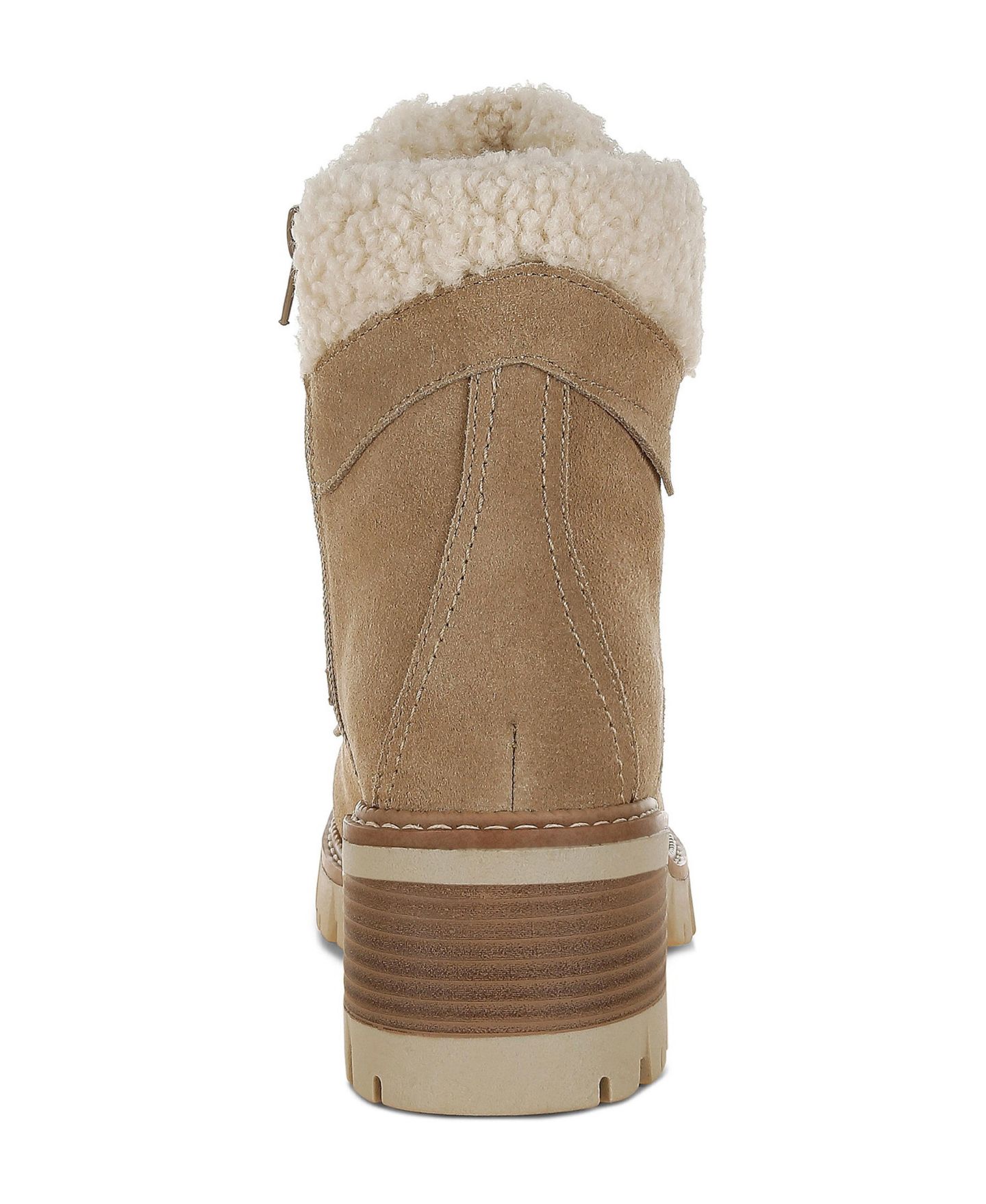 Женские ботинки Rag & Co Madoka Fur Collar Chunky Ankle, цвет: Бежевый замшевый — фото 2