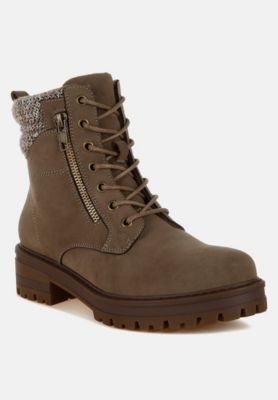 Womens Mahisha Knitted Collar Zip-Up Hiker Boots