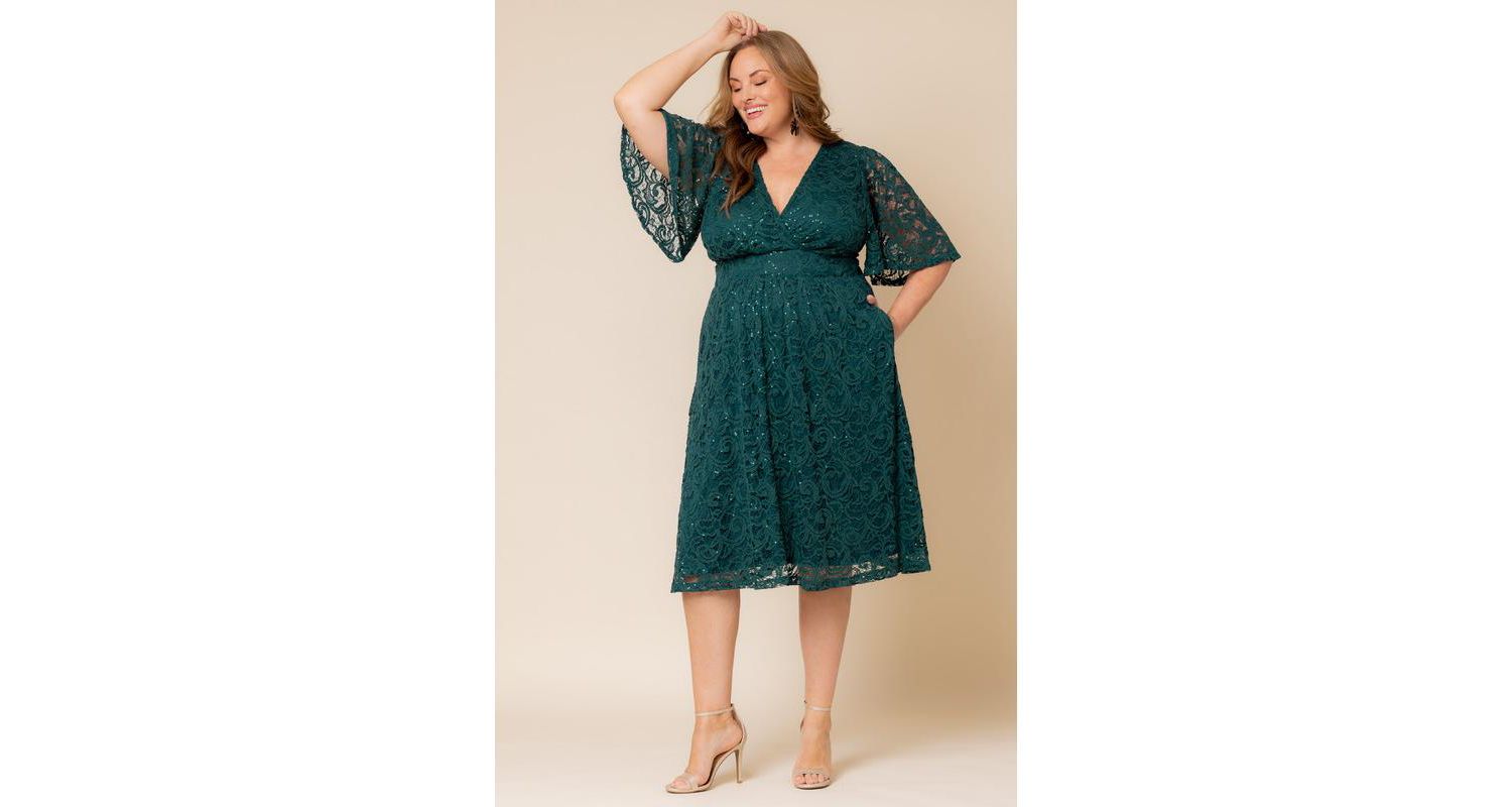 Plus Size Starry Sequin Lace Cocktail Dress