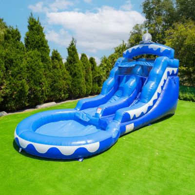 HeroKiddo 13  Dolphin Commercial Grade Water Slide with Pool for Kids and Adults (with Blower), Wet Dry Use, Outdoor Indoor, Birthday Party, Rental Quality