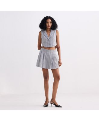 Women's Cropped Cotton Tweed Vest Set