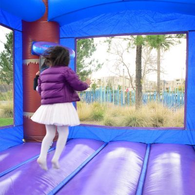 HeroKiddo Enchanted Forest Commercial Grade Bounce House with Dual Slide for Kids and Adults (with Blower), 100% PVC Vinyl, Basketball Hoop, Outdoor Indoor, Inflatable, Birthday Party Rental