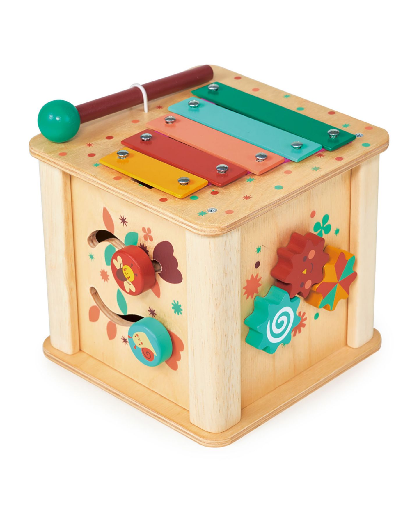 Детская игрушка Mentari Toys Wooden 6-Sided Musical Activity Cube, Ages 3+ — фото 1