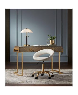 Orbital Mid Century Modern Desk Lamp 19 1/2" High Brown Wood Gold Metal White Frosted Glass Dome Shade for Bedroom Living Room Nightstand Bedside Night Stand Office Kids Room - 360 Lighting