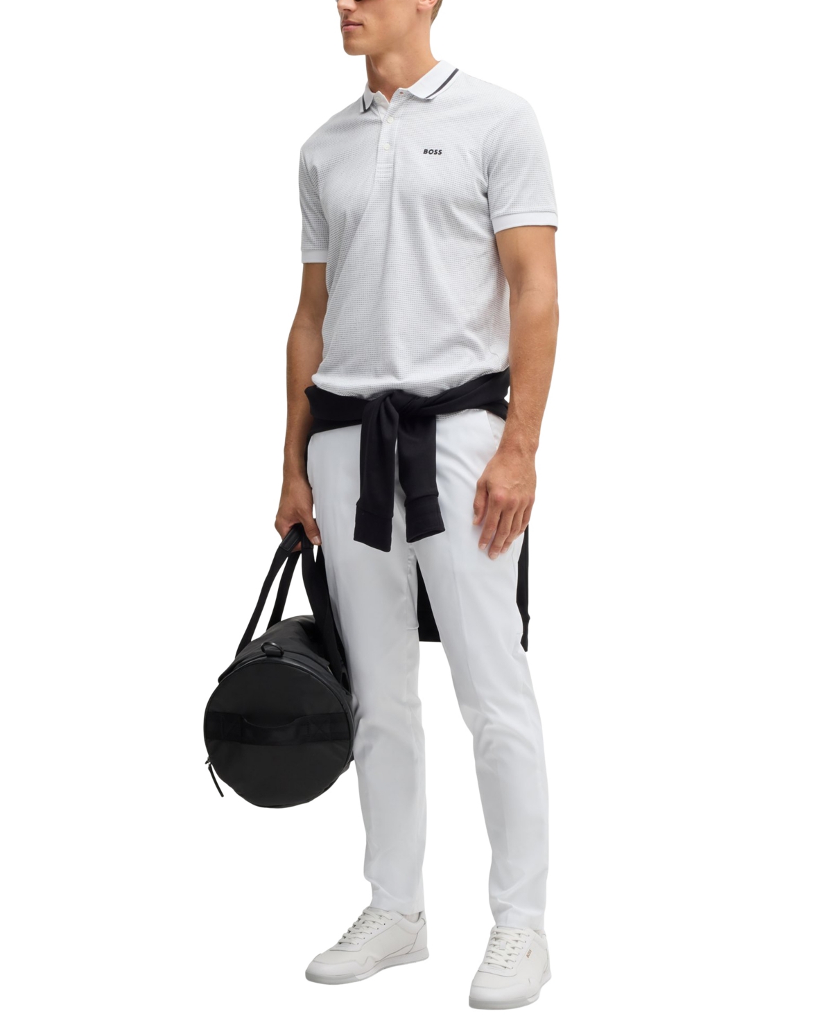 Shop Hugo Boss Boss By  Men's Jacquard Regular-fit Paddy Polo In White