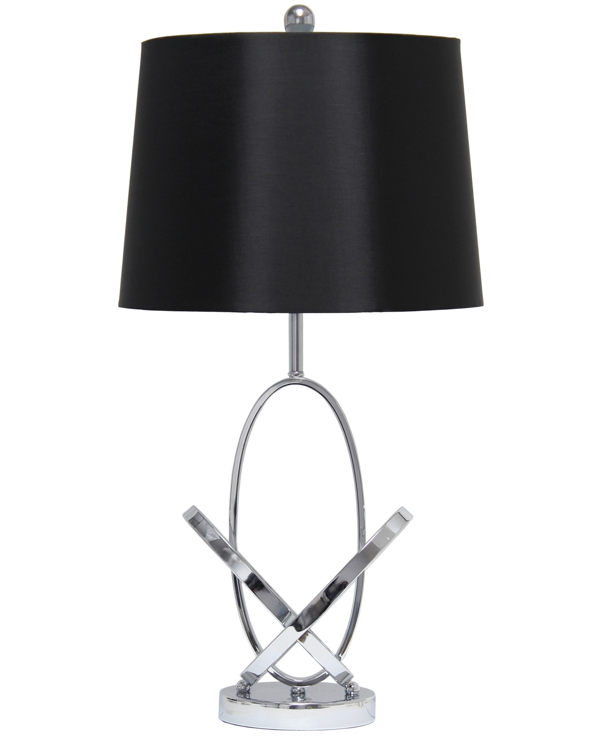 Lalia Home 27.25" Glossy State-of-the-art Modern Entwined Table Lamp In Chrome,black Shade