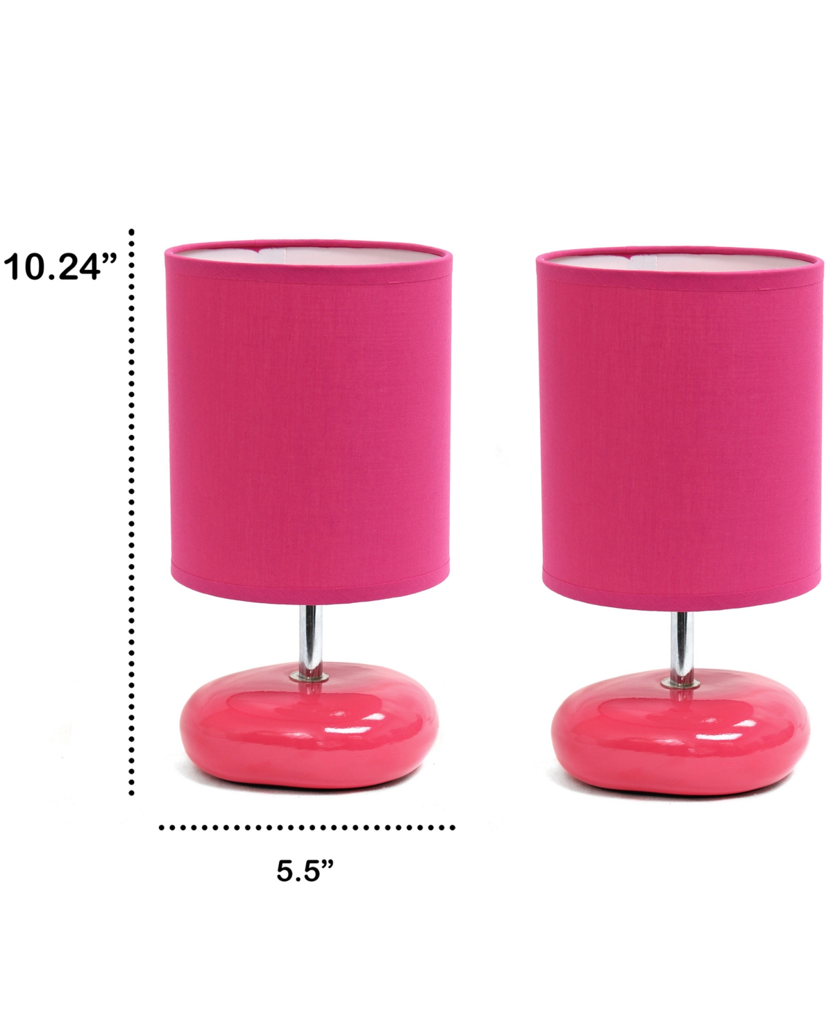 Creekwood Home 10.24" Traditional Mini Round Rock Table Lamp 2 Pack Set In Fuchsia,pink