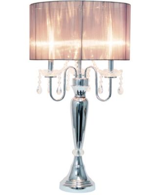 31" Chrome Cascading Crystal Table Lamp