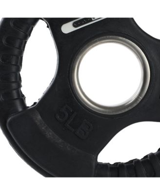 5 Pound Olympic Rubber Coated Weight Plate with Handle, Black (2 Pack)