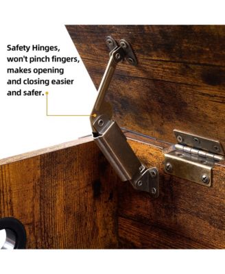 47" Engineered Wood Safety Hinges & Faux Leather Seat Storage Bench