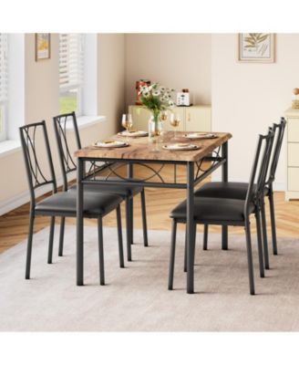 MDF Dining Table Set for 4, Kitchen Table and 4 Upholstered Chairs,Kitchen Table Set