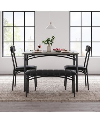 Dining Table Set for 4, Kitchen Table and Chairs for 4, Rectangular Kitchen Table Set , Dining Room Table Set,Grey