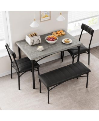 Dining Table Set for 4, Kitchen Table and Chairs for 4, Rectangular Kitchen Table Set , Dining Room Table Set,Grey