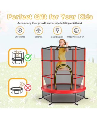 55'' Recreational Trampoline for Kids Toddler Trampoline w/ Enclosure Net