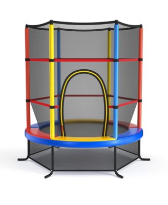 55'' Recreational Trampoline for Kids Toddler Trampoline w/ Enclosure Net