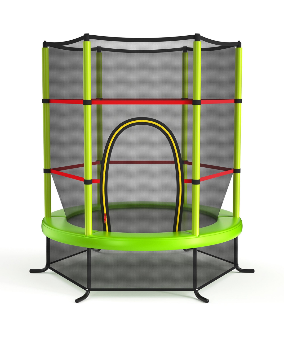 Gymax 55'' Recreational Trampoline for Kids Toddler Trampoline w/ Enclosure Net Colorful - Green+red+black