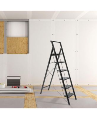 5 Step Stool Folding Step Stool with Handrails,  Gorilla Ladders 500LBS Capacity Sturdy& Portable Ladder