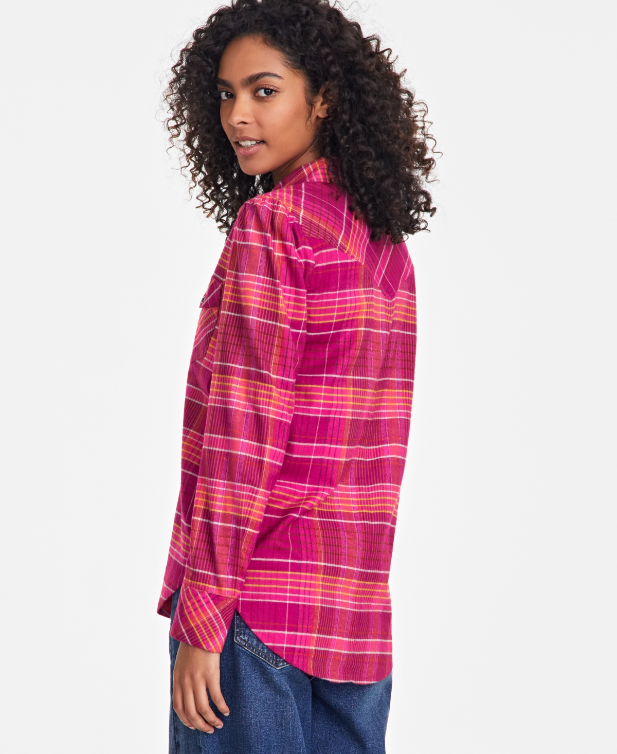 ON 34TH WOMEN'S PLAID PUFF SLEEVE FLANNEL SHIRT, EXCLUSIVELY AT MACY'S 