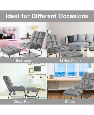 Velvet Massage Recliners with Ottoman Remote Control and Side Pocket