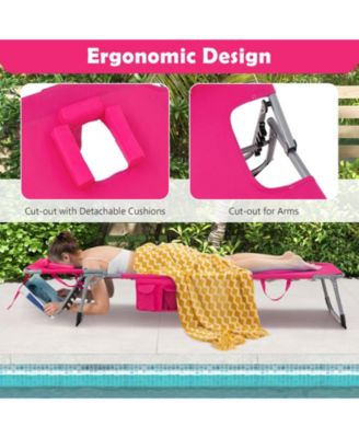 Folding Beach Lounge Chair with Pillow for Outdoor