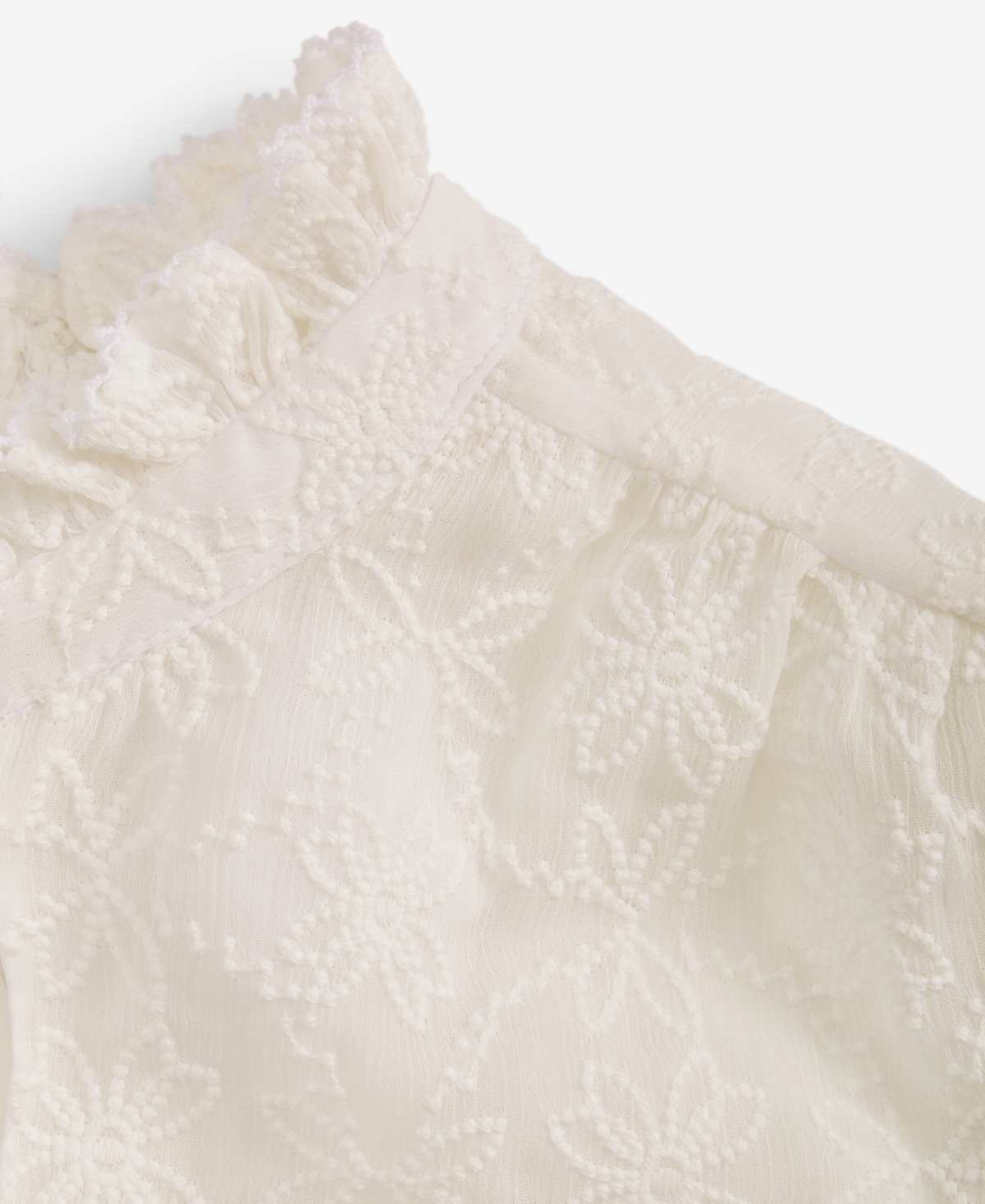 On 34th Women's Embroidered Chiffon Ruffled-neck Top, Exclusively At Macy's In Washed White