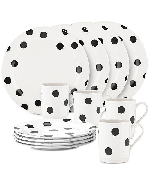 Kate Spade New York All In Good Taste Deco Dot 12 Pc Set Service For 4 Reviews Dinnerware Dining Macy S