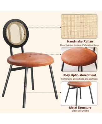 Dining Chairs Set of 4, Rattan Kitchen Chairs with Thicken Upholstered, Modern Dining Room Chairs Set of 4,Brown