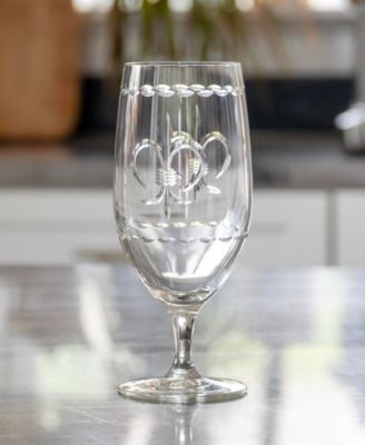 Fleur De Lis Iced Tea Glass 16oz - Set of 4 Glasses