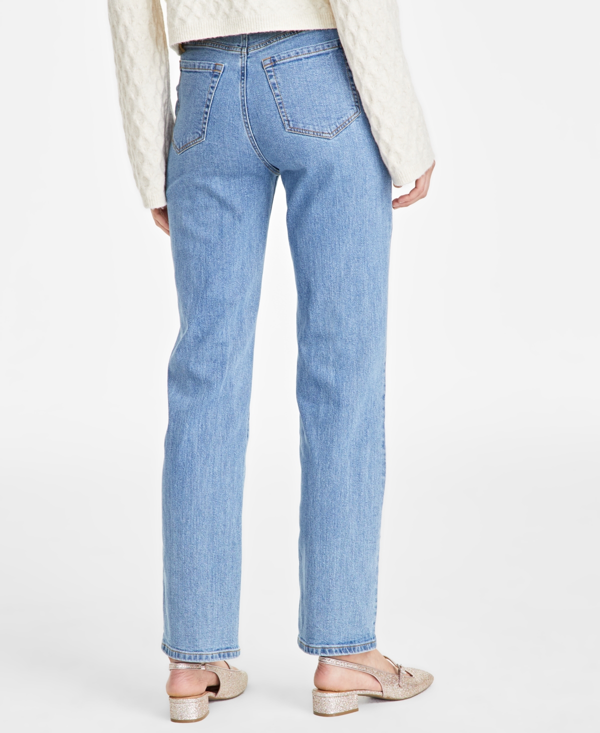 On 34th Women's High-Rise Braided Straight-Leg Jeans, Exclusively at Macy's