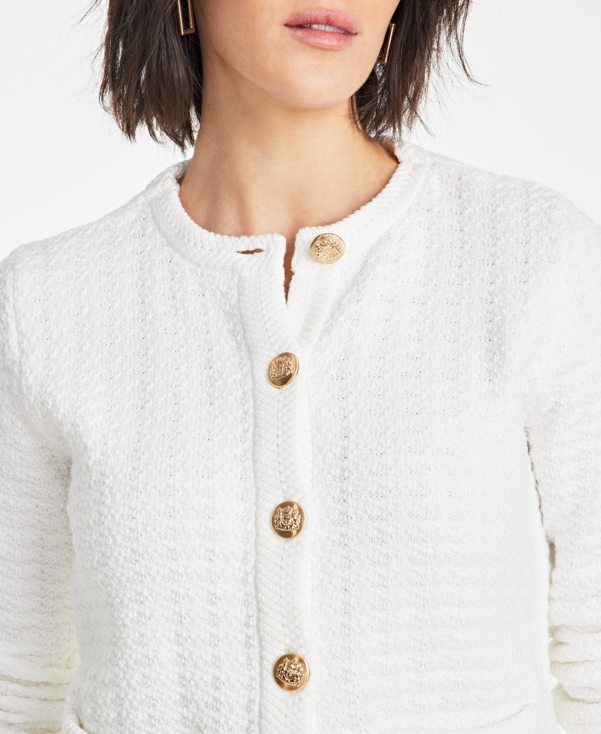 On 34th Women's Textured Relaxed-fit Cardigan, Exclusively At Macy's In Washed White