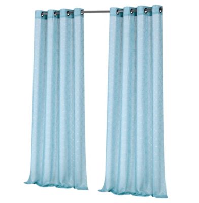 2 Piece Silver Sparkly Semi Sheer Trellis Quatrefoil Grommet Top Window Curtain Panels